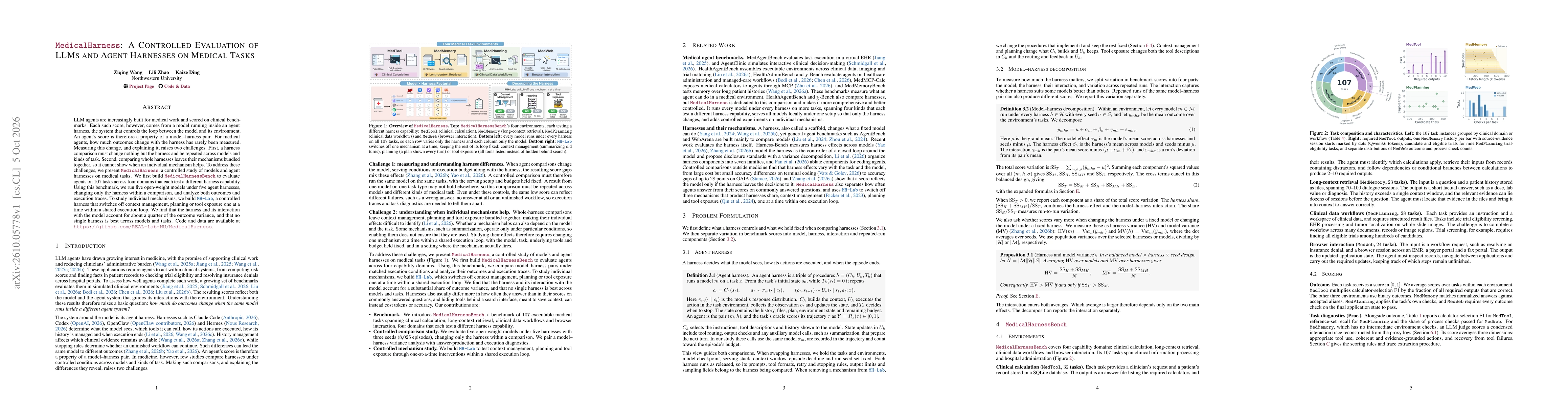 Thumbnail for MedicalHarness: A Controlled Evaluation of LLMs and Agent Harnesses on Medical Tasks