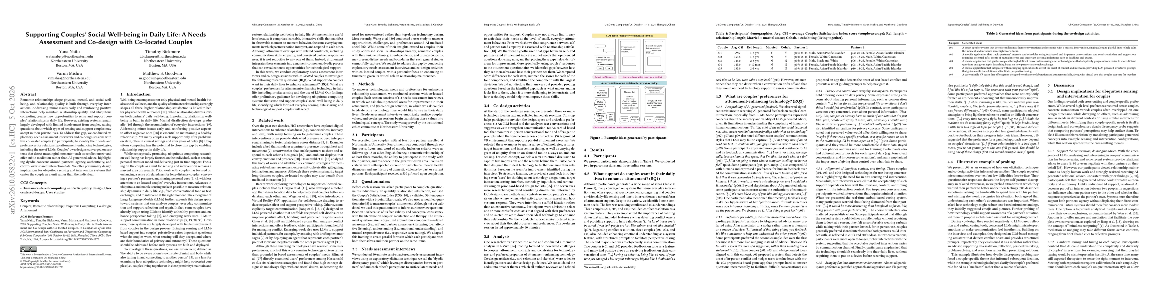 Thumbnail for Supporting Couples' Social Well-being in Daily Life: A Needs Assessment and Co-design with Co-located Couples