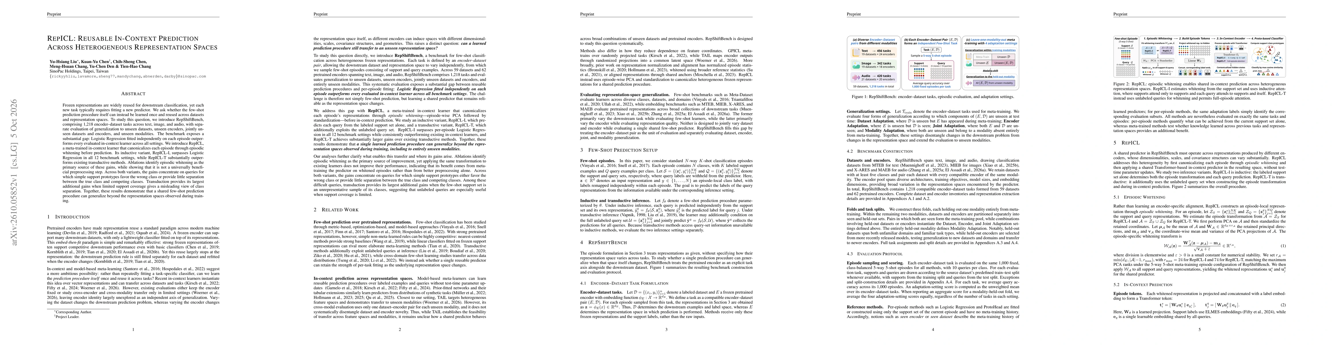 Thumbnail for RepICL: Reusable In-Context Prediction Across Heterogeneous Representation Spaces