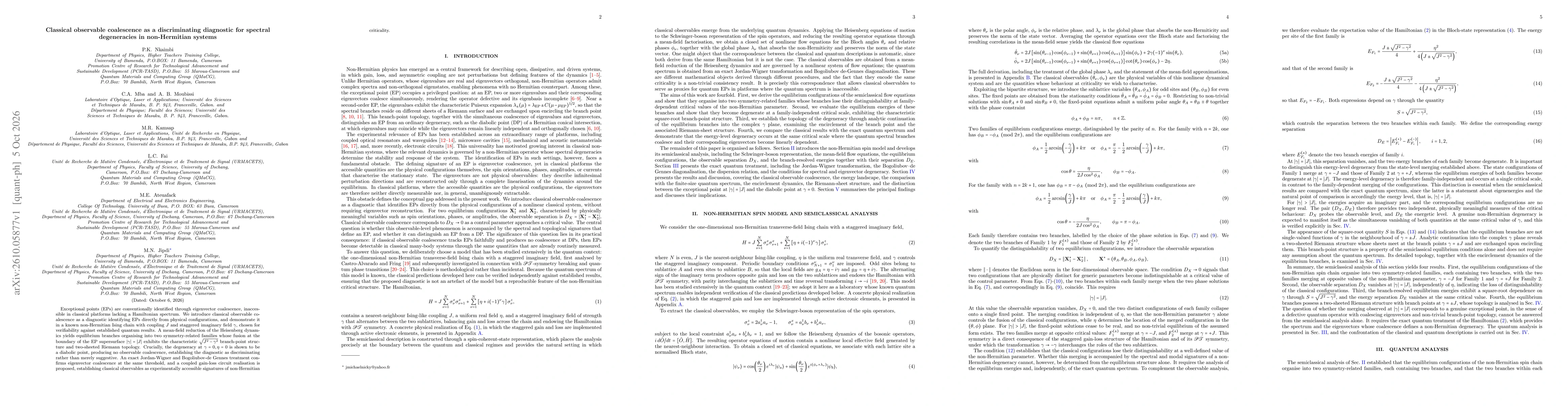 Thumbnail for Classical observable coalescence as a discriminating diagnostic for spectral degeneracies in non-Hermitian systems