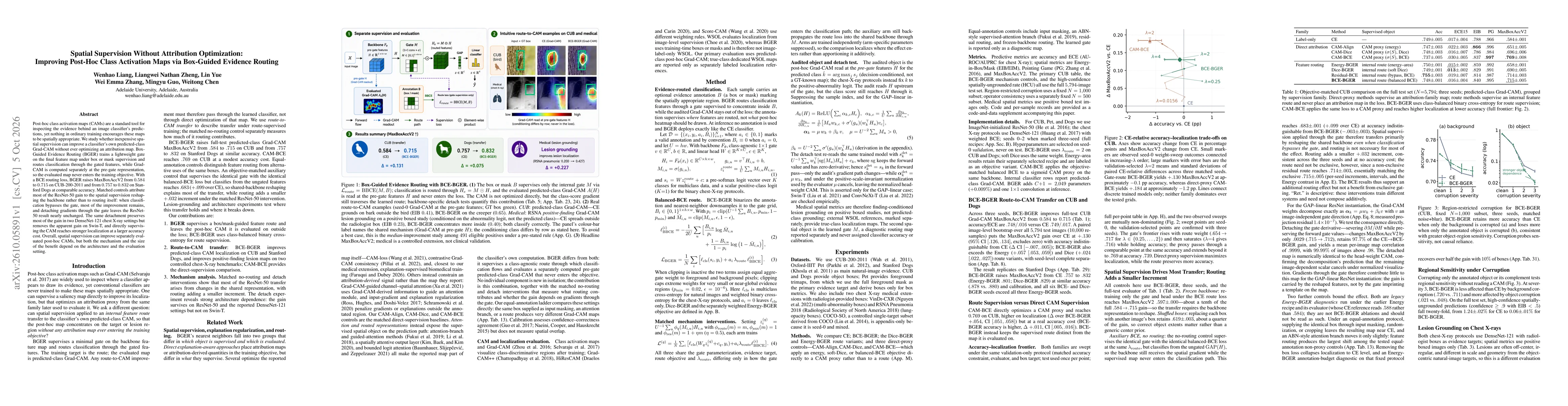 Thumbnail for Spatial Supervision Without Attribution Optimization: Improving Post-Hoc Class Activation Maps via Box-Guided Evidence Routing