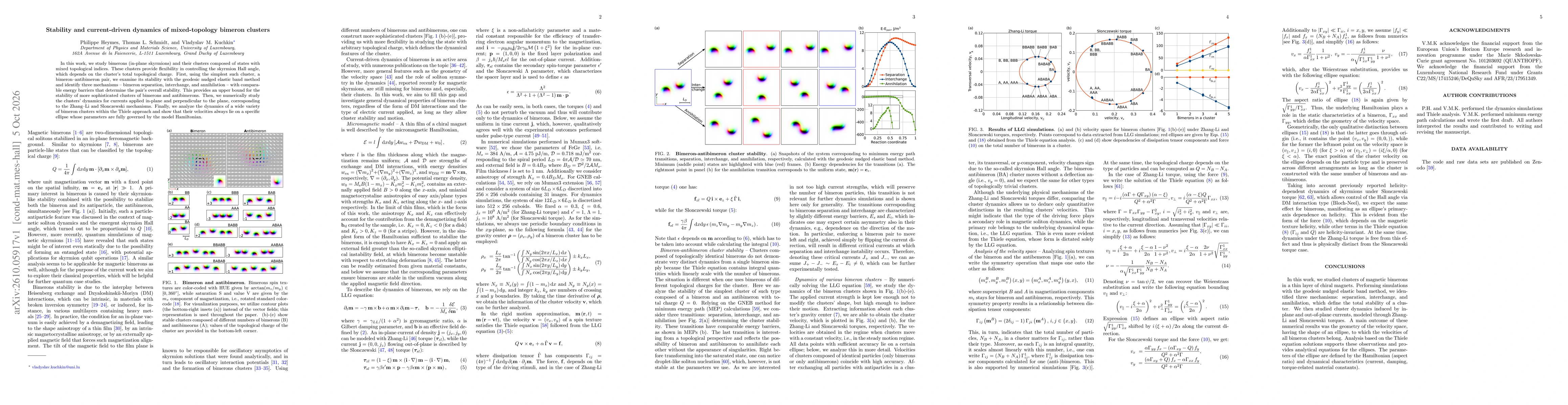 Thumbnail for Stability and current-driven dynamics of mixed-topology bimeron clusters