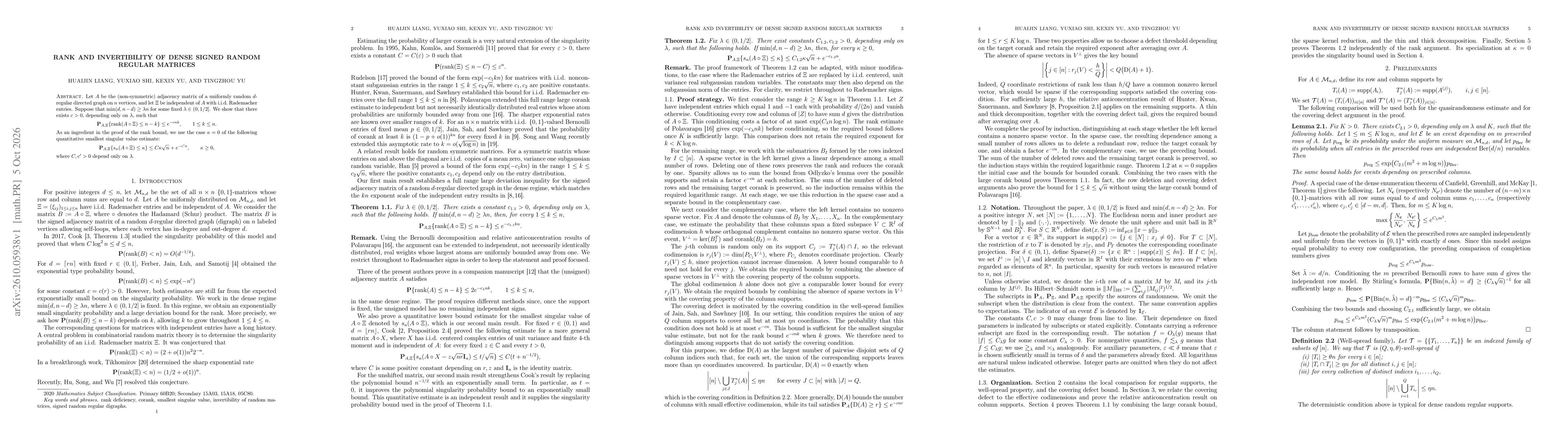 Thumbnail for Rank and Invertibility of Dense Signed Random Regular Matrices