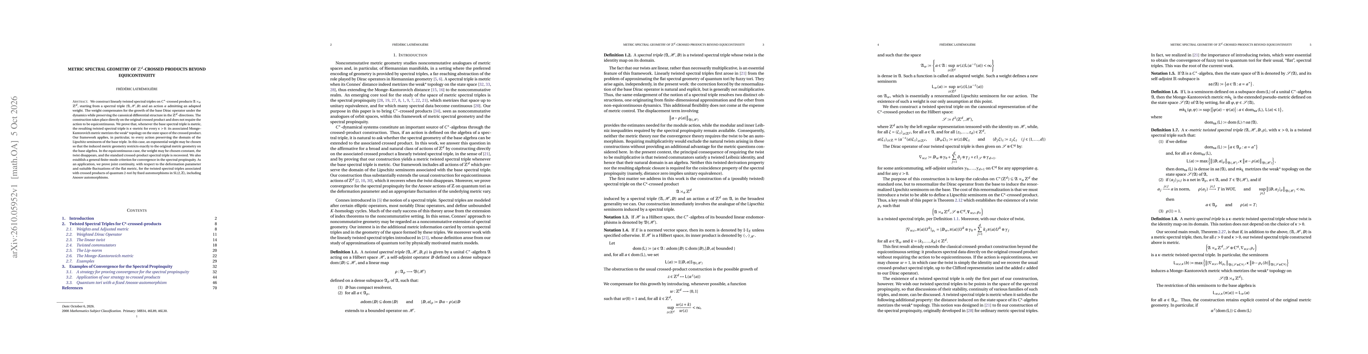 Thumbnail for Metric Spectral Geometry of $\mathbb{Z}^d$-Crossed Products beyond Equicontinuity