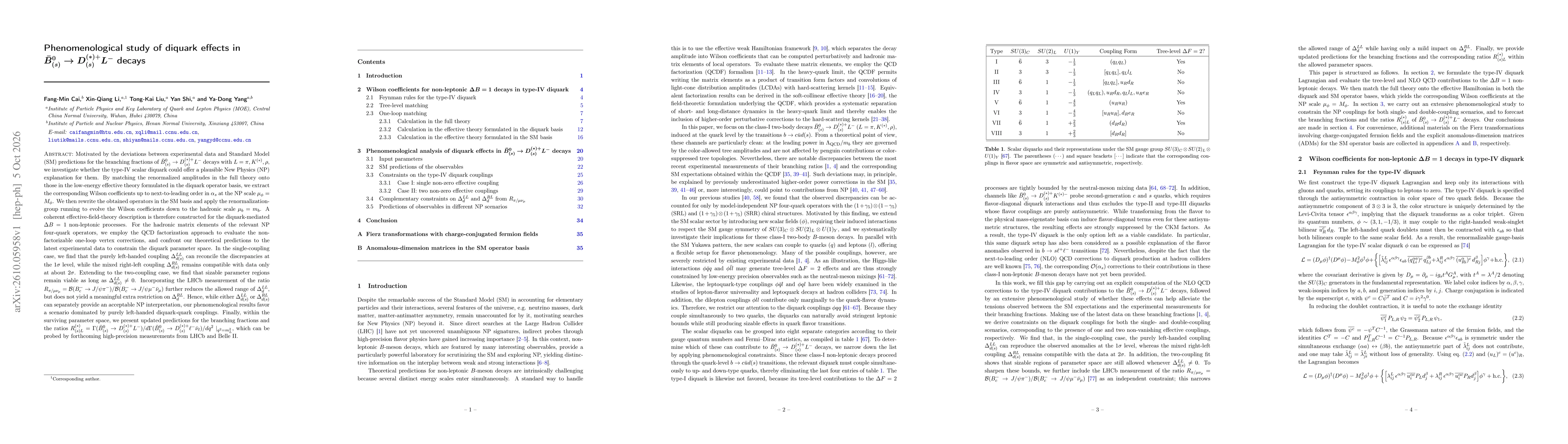 Thumbnail for Phenomenological study of diquark effects in $\bar{B}_{(s)}^0 \to D_{(s)}^{(*)+} L^-$ decays