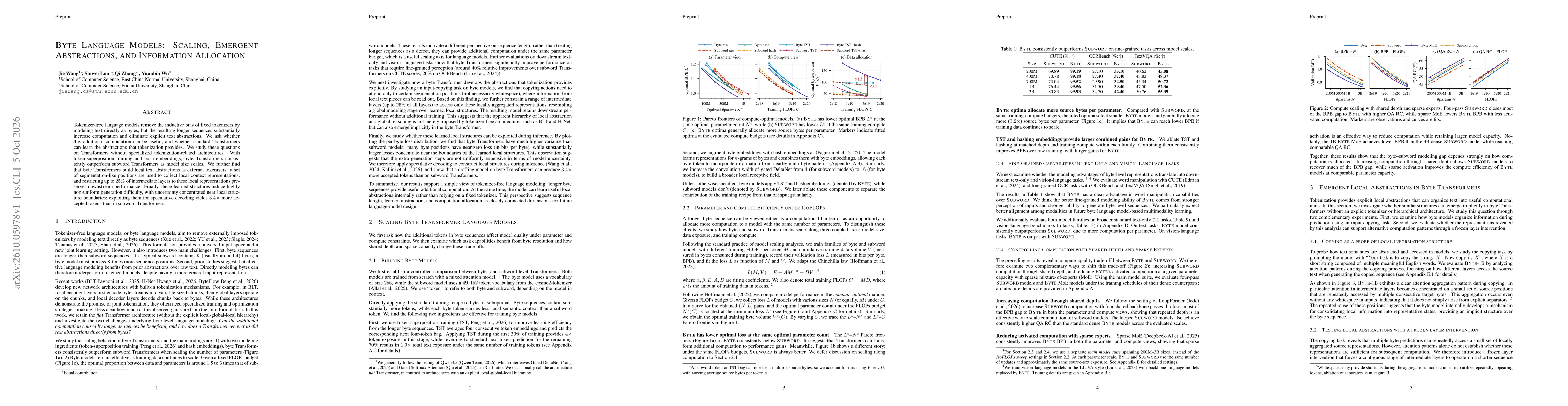 Thumbnail for Byte Language Models: Scaling, Emergent Abstractions, and Information Allocation