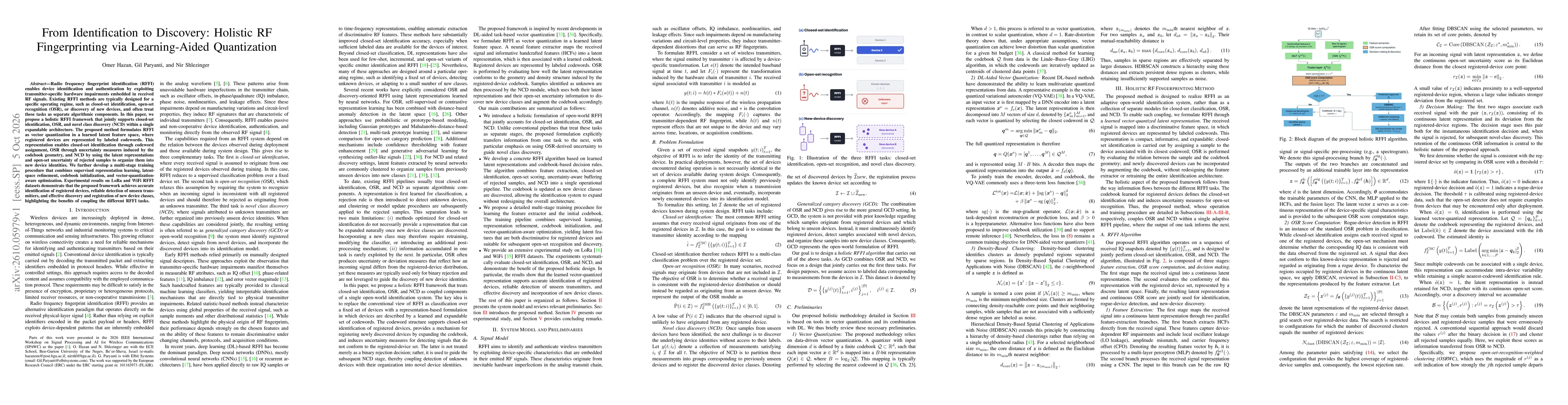 Thumbnail for From Identification to Discovery: Holistic RF Fingerprinting via Learning-Aided Quantization