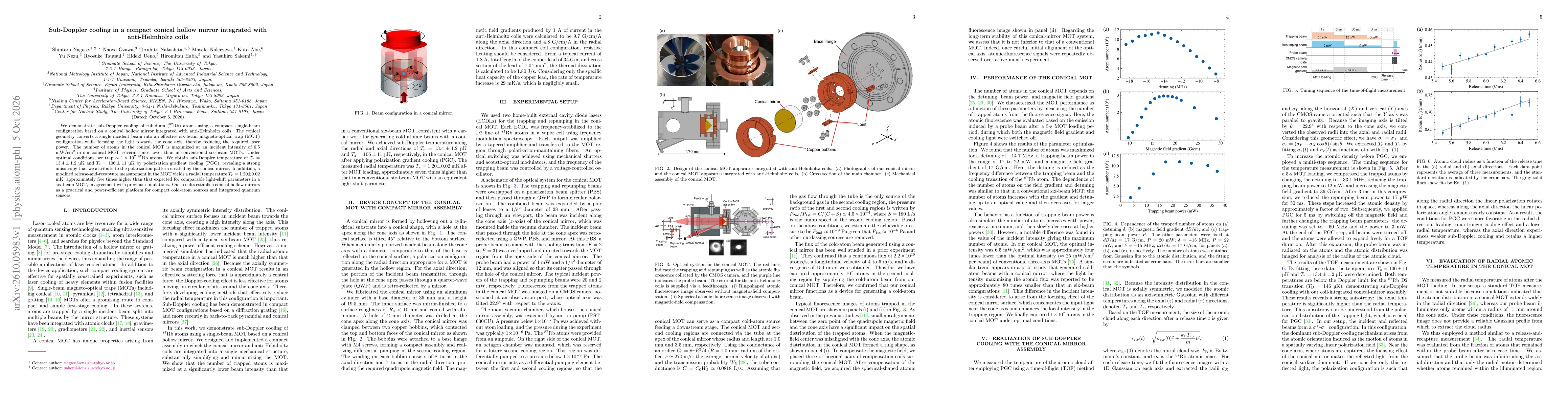 Thumbnail for Sub-Doppler cooling in a compact conical hollow mirror integrated with anti-Helmholtz coils