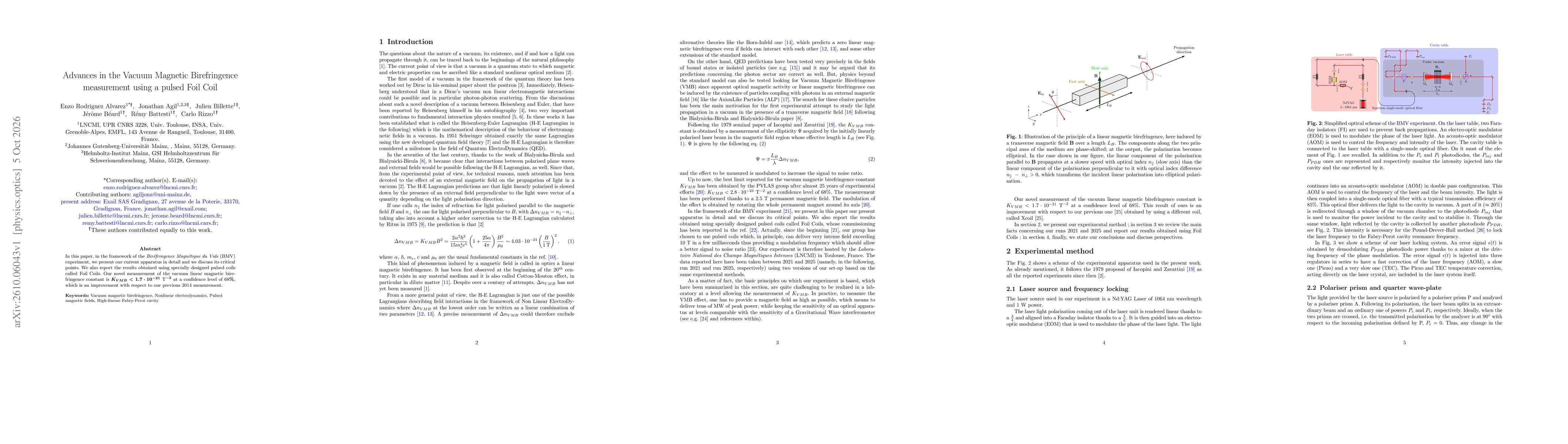 Thumbnail for Advances in the Vacuum Magnetic Birefringence measurement using a pulsed Foil Coil