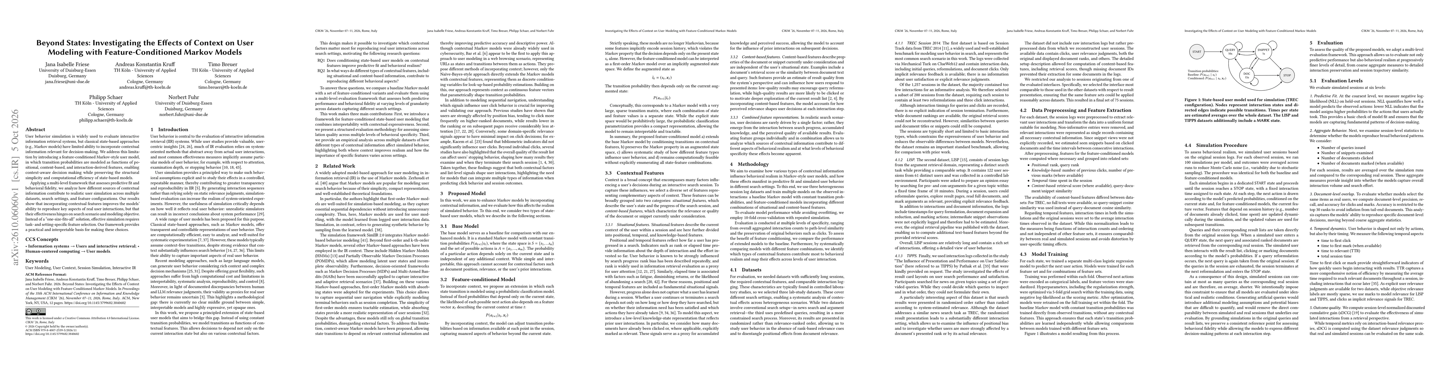 Thumbnail for Beyond States: Investigating the Effects of Context on User Modeling with Feature-Conditioned Markov Models