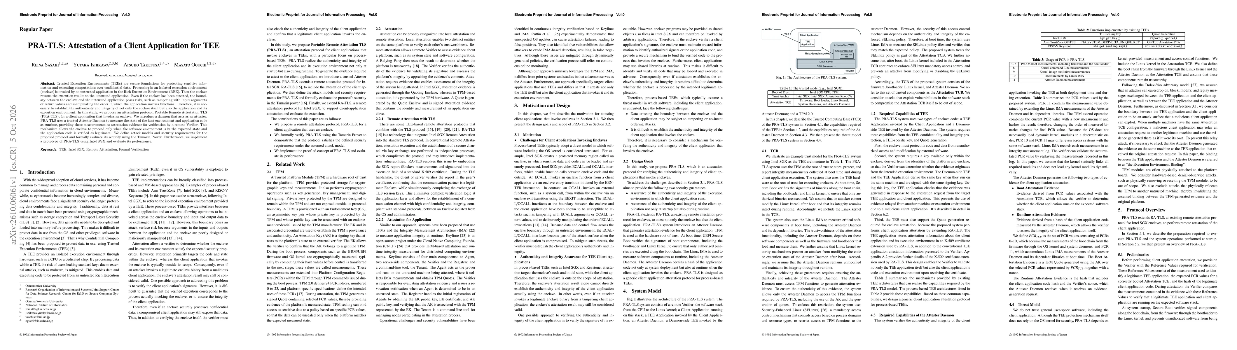 Thumbnail for PRA-TLS: Attestation of a Client Application for TEE