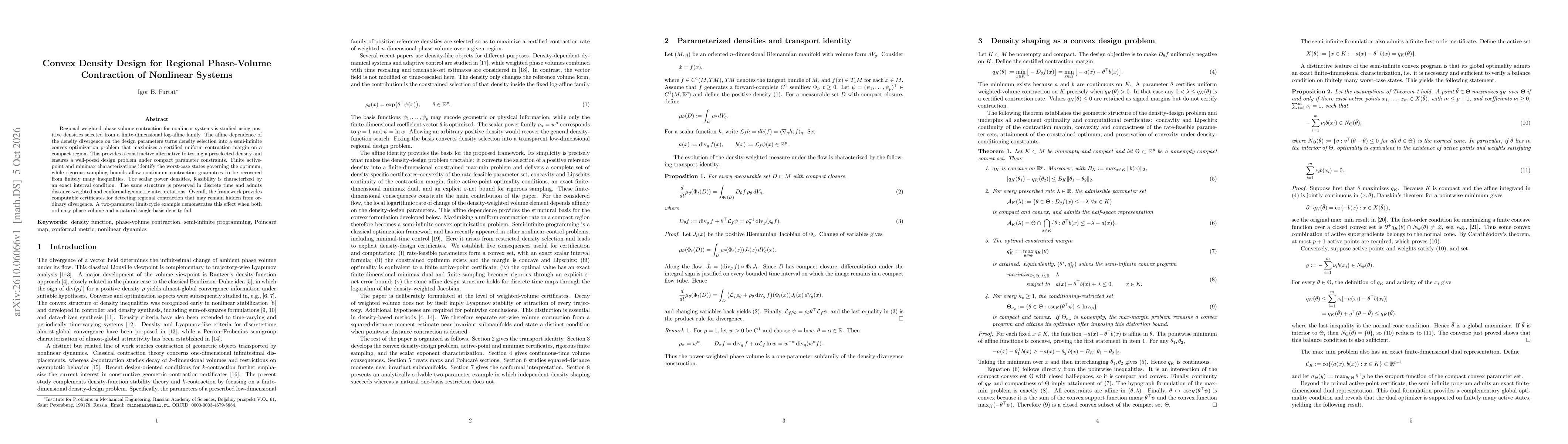 Thumbnail for Convex Density Design for Regional Phase-Volume Contraction of Nonlinear Systems