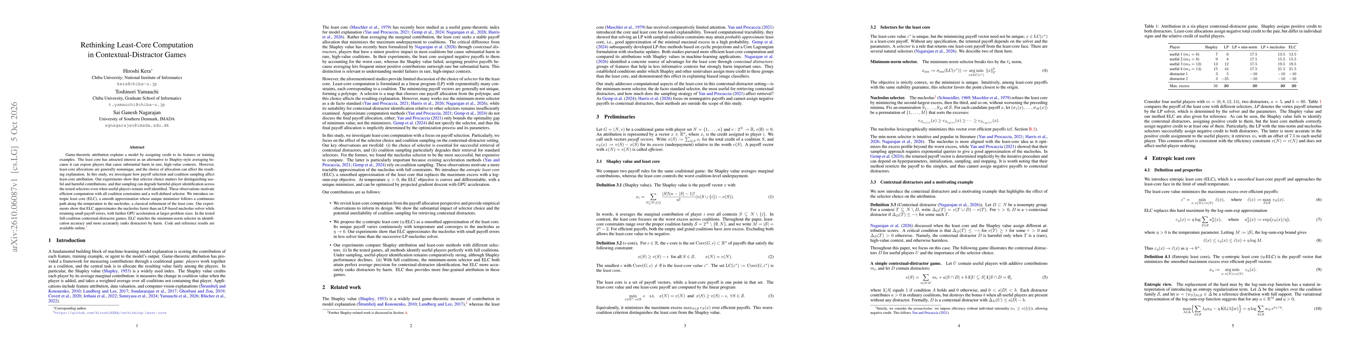 Thumbnail for Rethinking Least-Core Computation in Contextual-Distractor Games