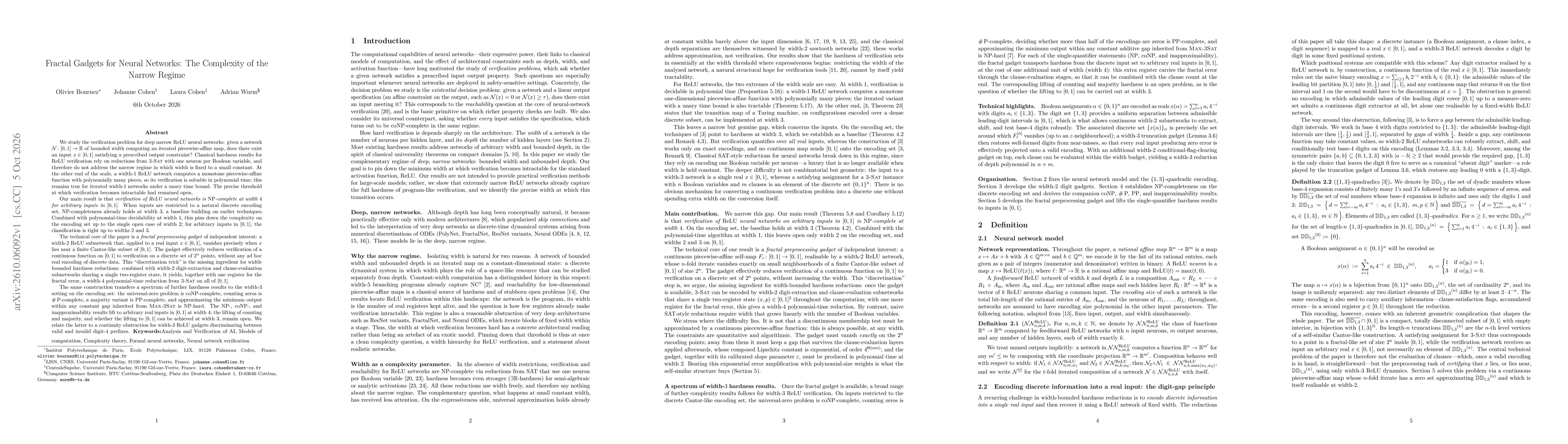Thumbnail for Fractal Gadgets for Neural Networks: The Complexity of the Narrow Regime