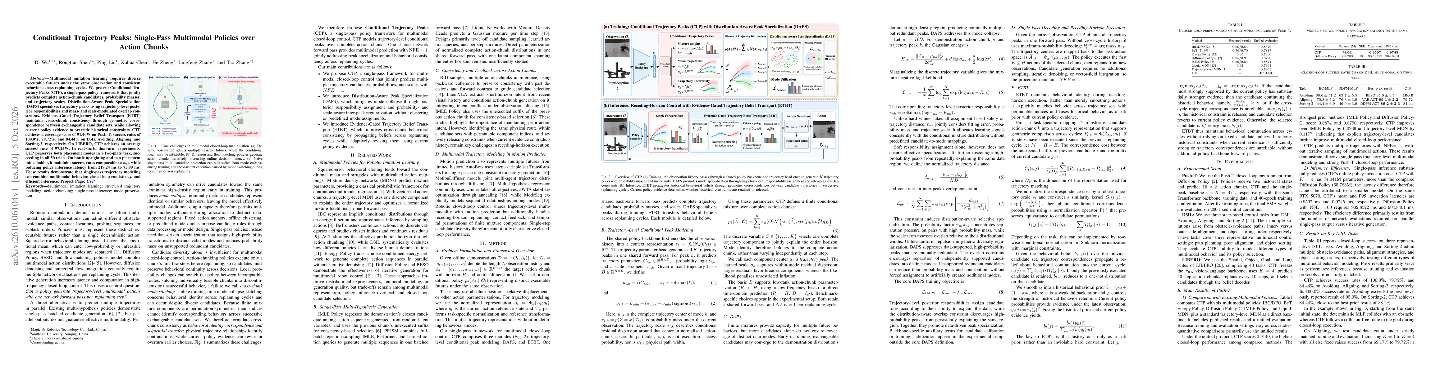 Thumbnail for Conditional Trajectory Peaks: Single-Pass Multimodal Policies over Action Chunks