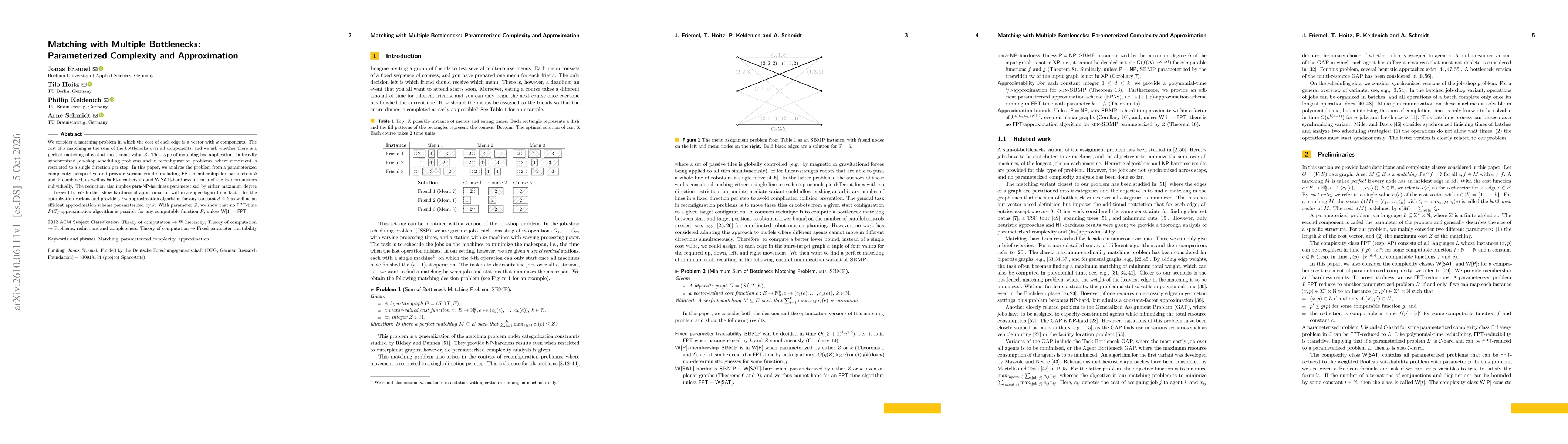 Thumbnail for Matching with Multiple Bottlenecks: Parameterized Complexity and Approximation