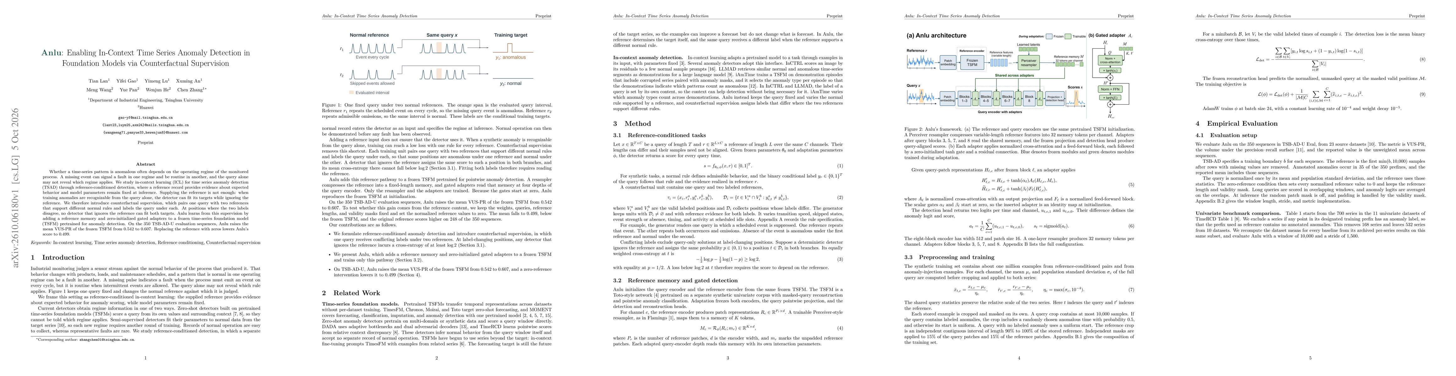 Thumbnail for Anlu: Enabling In-Context Time Series Anomaly Detection in Foundation Models via Counterfactual Supervision