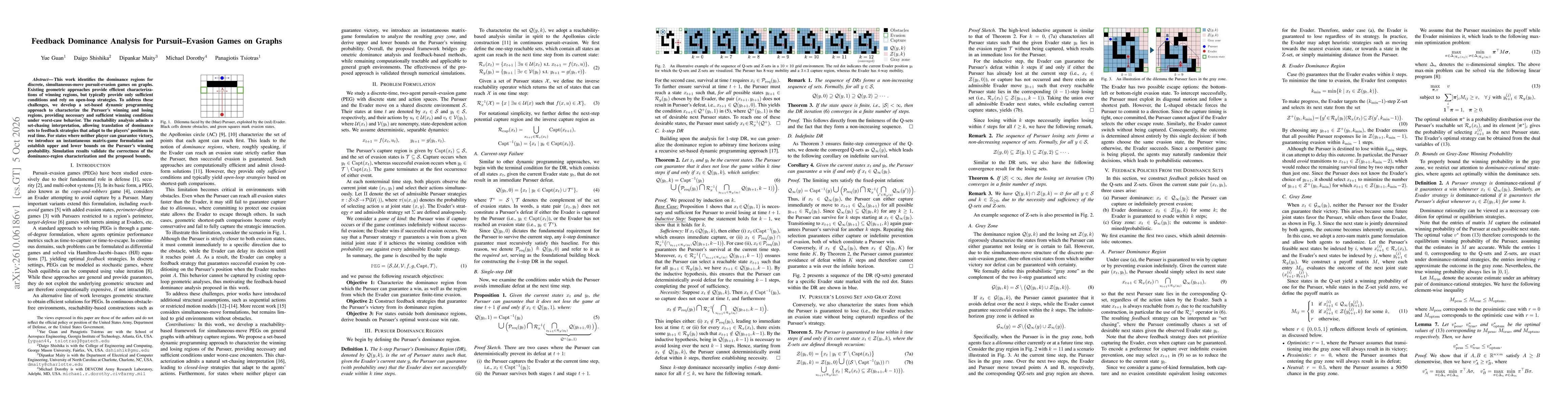 Thumbnail for Feedback Dominance Analysis for Pursuit-Evasion Games on Graphs