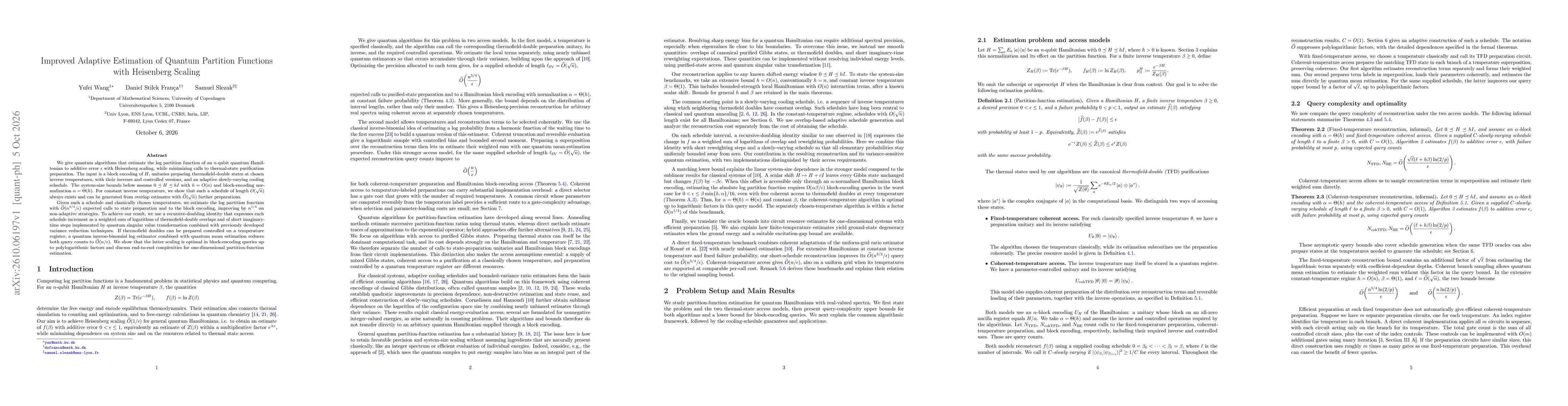 Thumbnail for Improved Adaptive Estimation of Quantum Partition Functions with Heisenberg Scaling