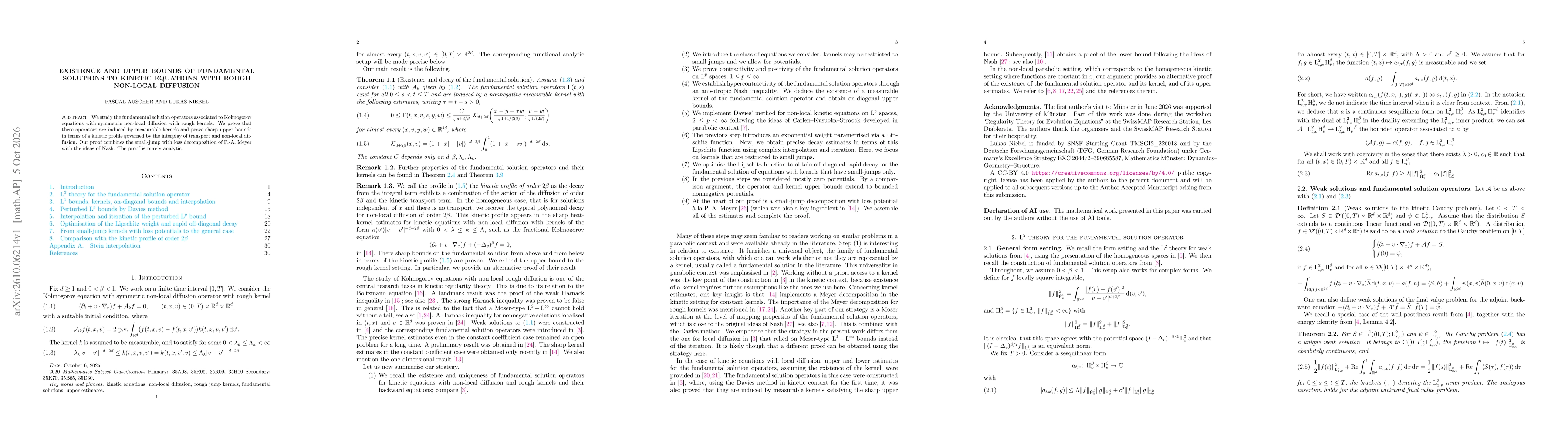 Thumbnail for EXISTENCE AND UPPER BOUNDS OF FUNDAMENTAL SOLUTIONS TO KINETIC EQUATIONS WITH ROUGH NON-LOCAL DIFFUSION