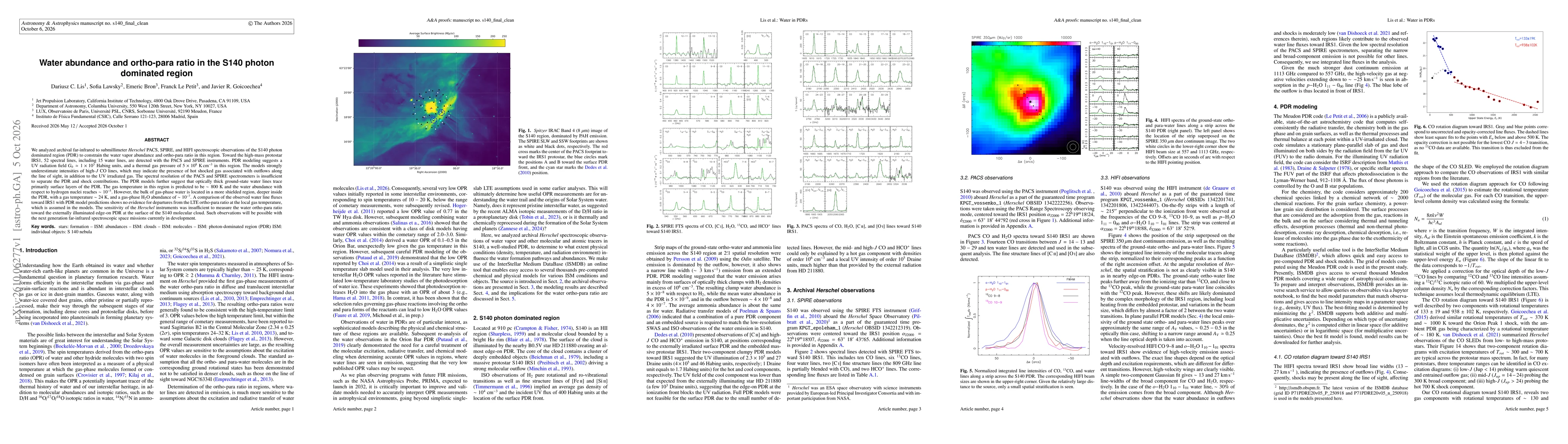 Thumbnail for Water Abundance and Ortho-Para Ratio in the S140 Photon Dominated Region