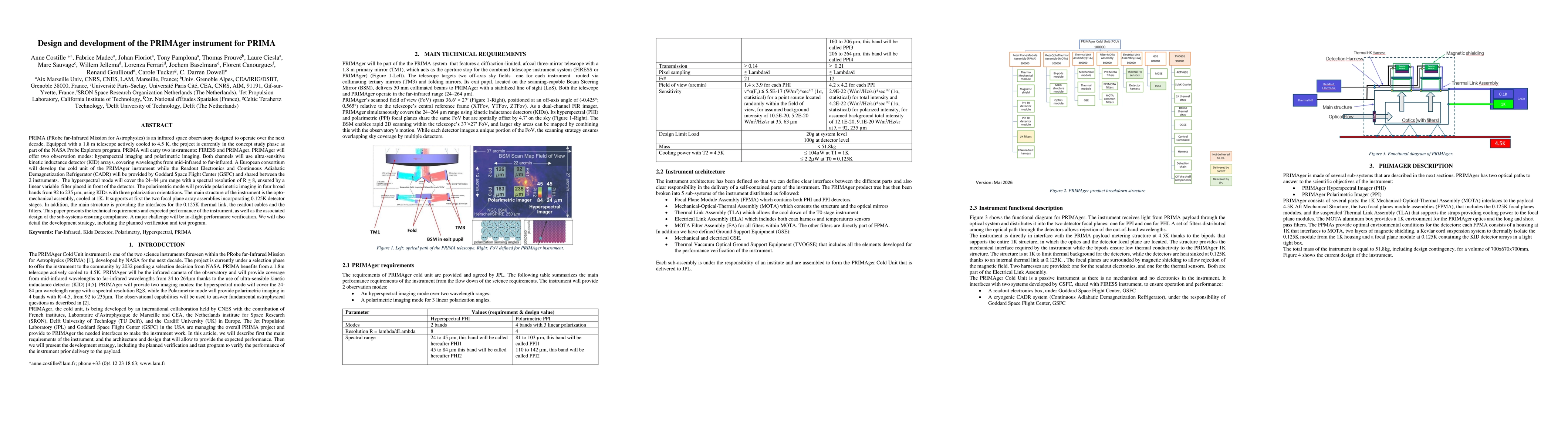 Thumbnail for Design and development of the PRIMAger instrument for PRIMA