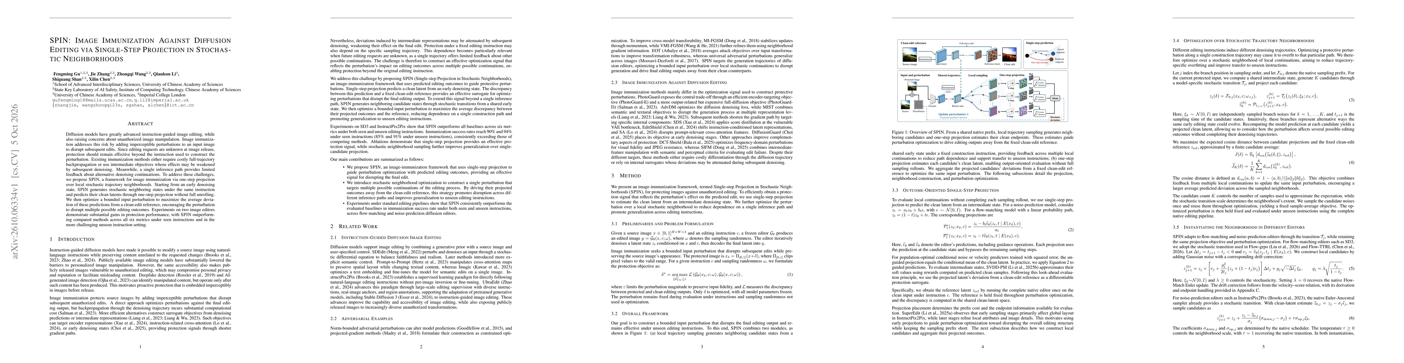 Thumbnail for SPIN: Image Immunization Against Diffusion Editing via Single-Step Projection in Stochastic Neighborhoods