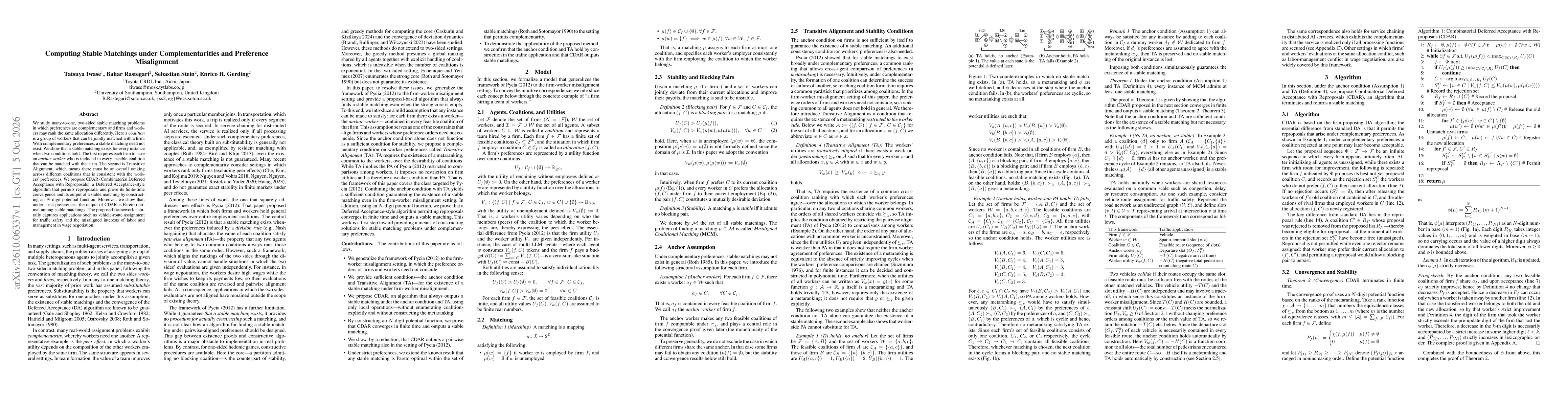 Thumbnail for Computing Stable Matchings under Complementarities and Preference Misalignment