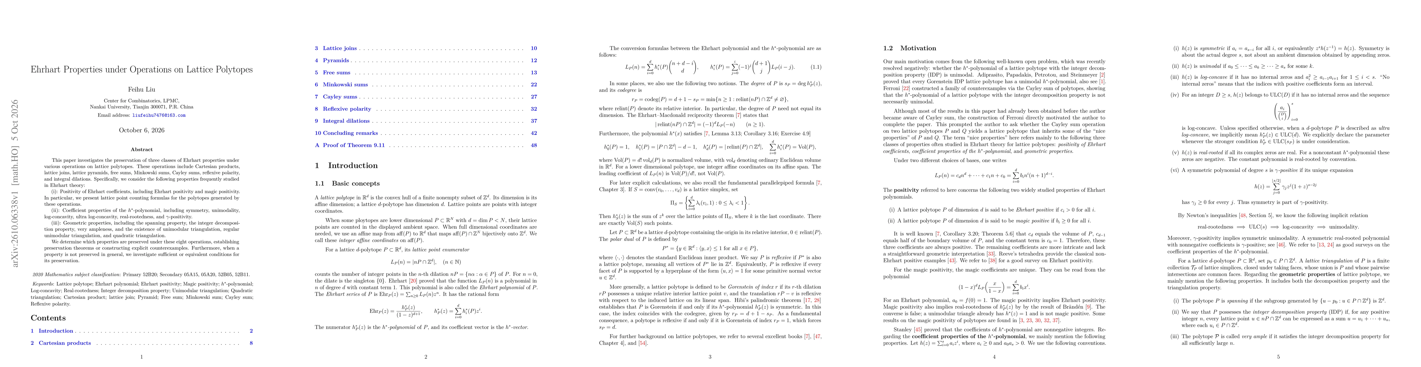 Thumbnail for Ehrhart Properties under Operations on Lattice Polytopes