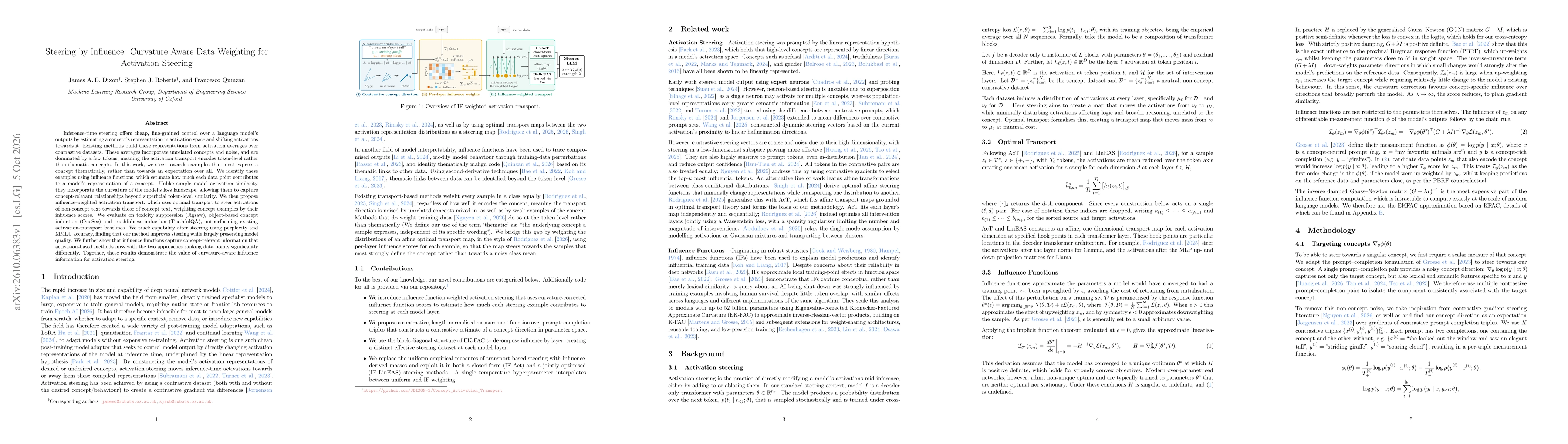 Thumbnail for Steering by Influence: Curvature Aware Data Weighting for Activation Steering