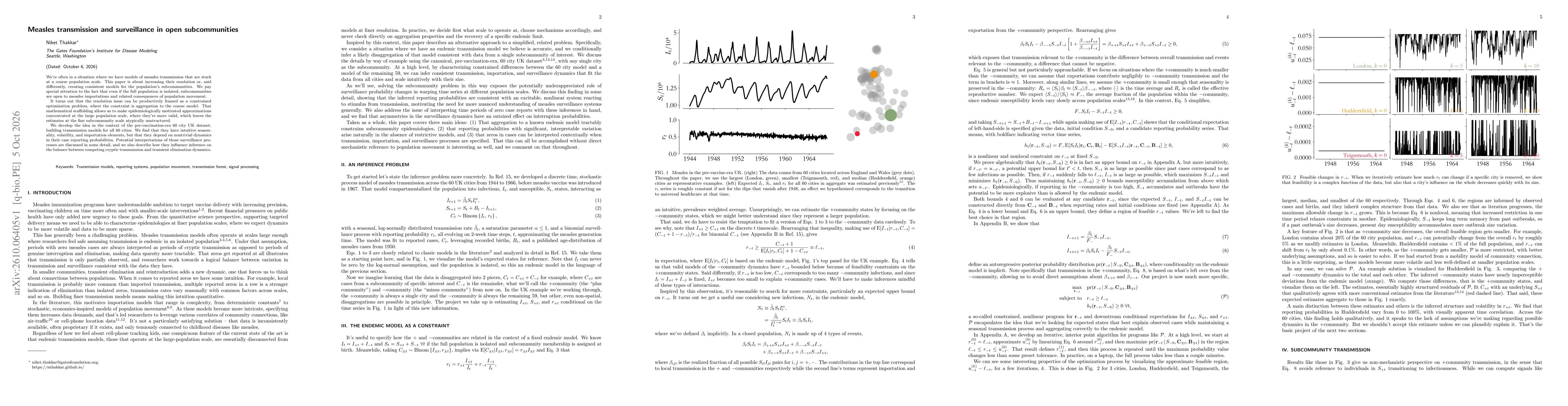 Thumbnail for Measles transmission and surveillance in open subcommunities