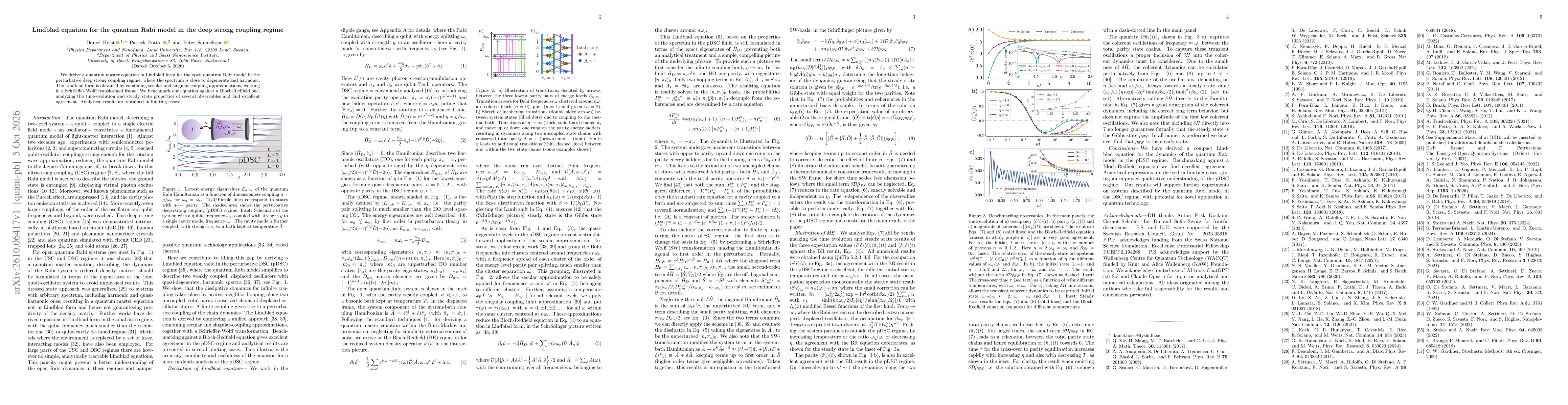 Thumbnail for Lindblad equation for the quantum Rabi model in the deep strong coupling regime
