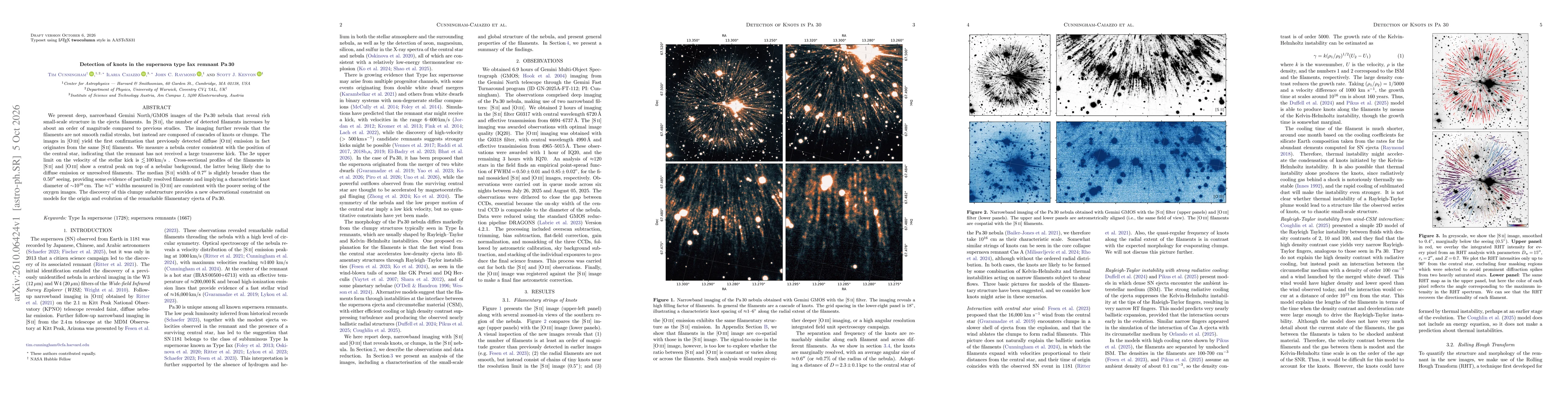 Thumbnail for Detection of knots in the supernova type Iax remnant Pa 30