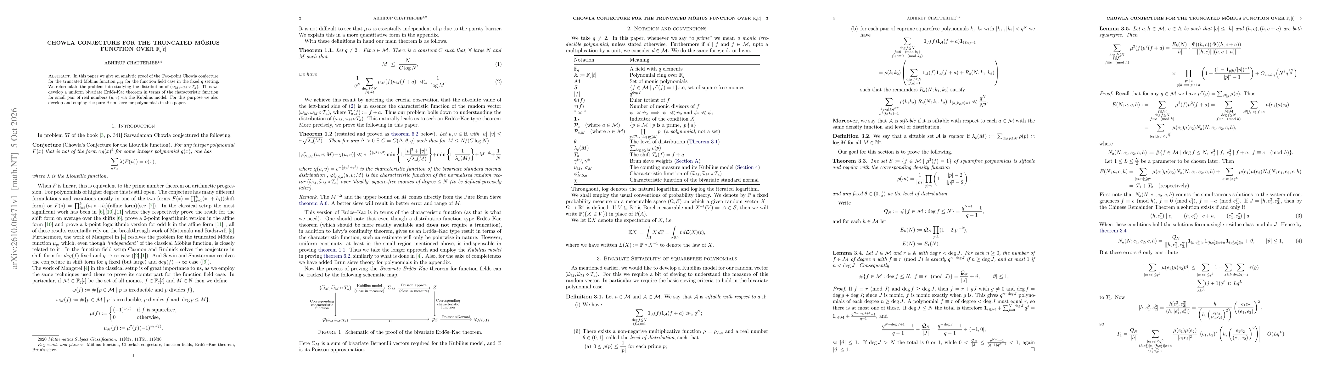 Thumbnail for Chowla Conjecture for the truncated Möbius function over $\mathbb{F}_q[t]$
