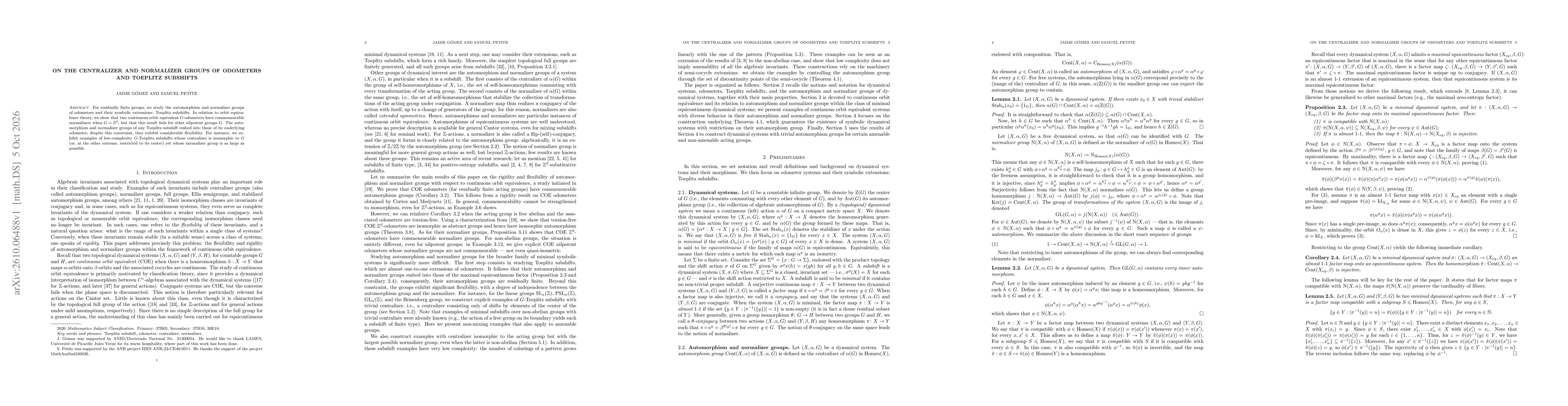 Thumbnail for On the centralizer and normalizer groups of odometers and Toeplitz subshifts