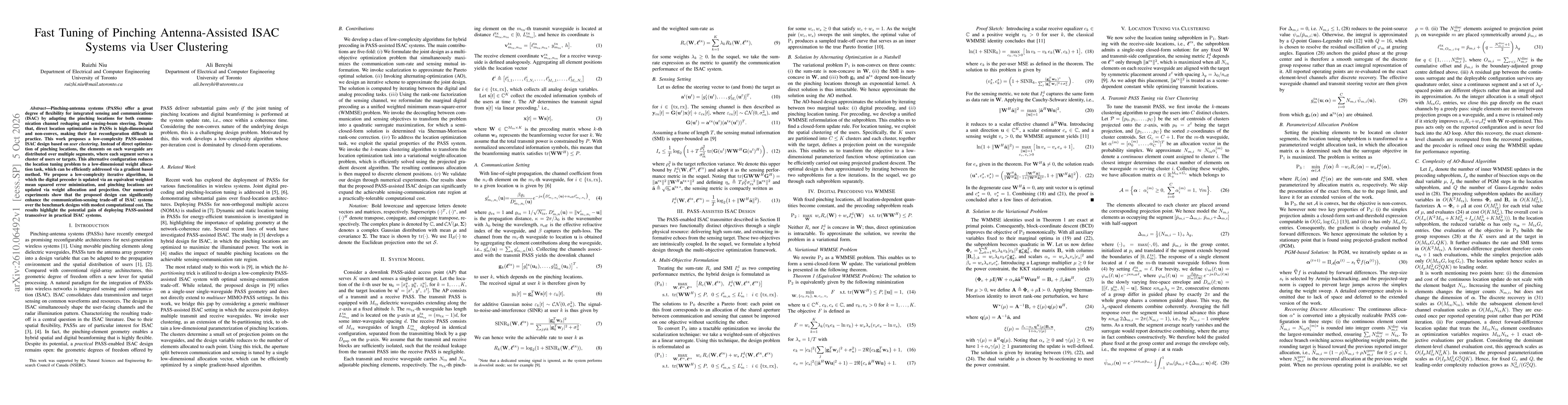 Thumbnail for Fast Tuning of Pinching Antenna-Assisted ISAC Systems via User Clustering