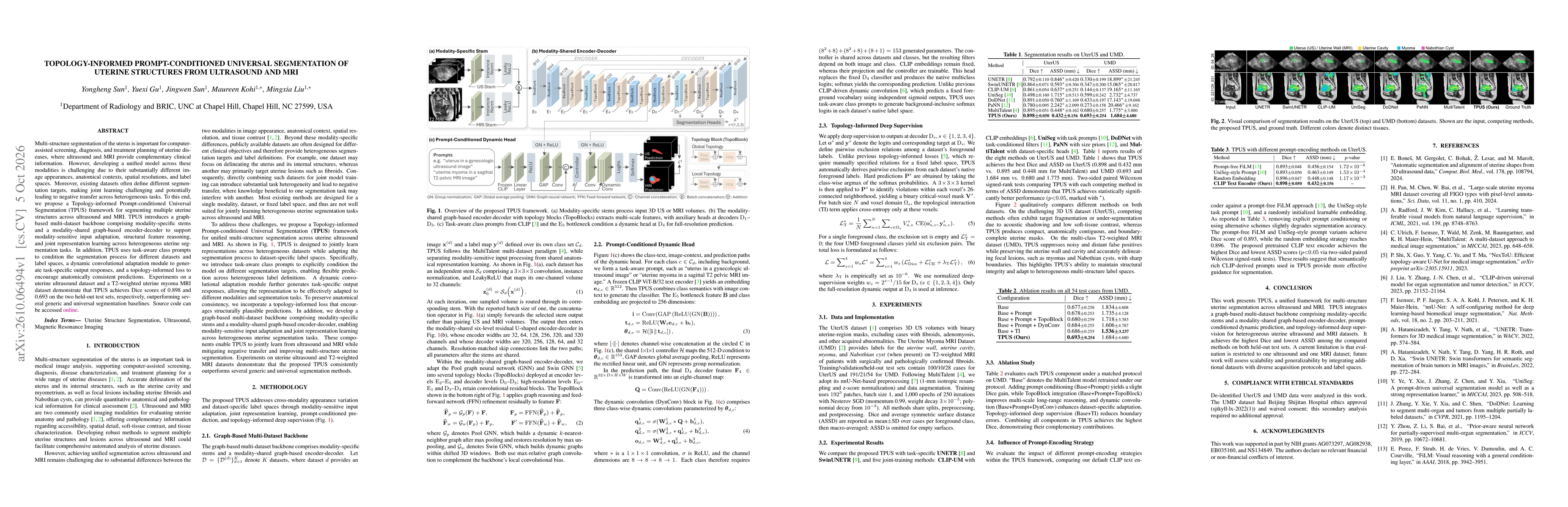 Thumbnail for Topology-Informed Prompt-Conditioned Universal Segmentation of Uterine Structures from Ultrasound and MRI