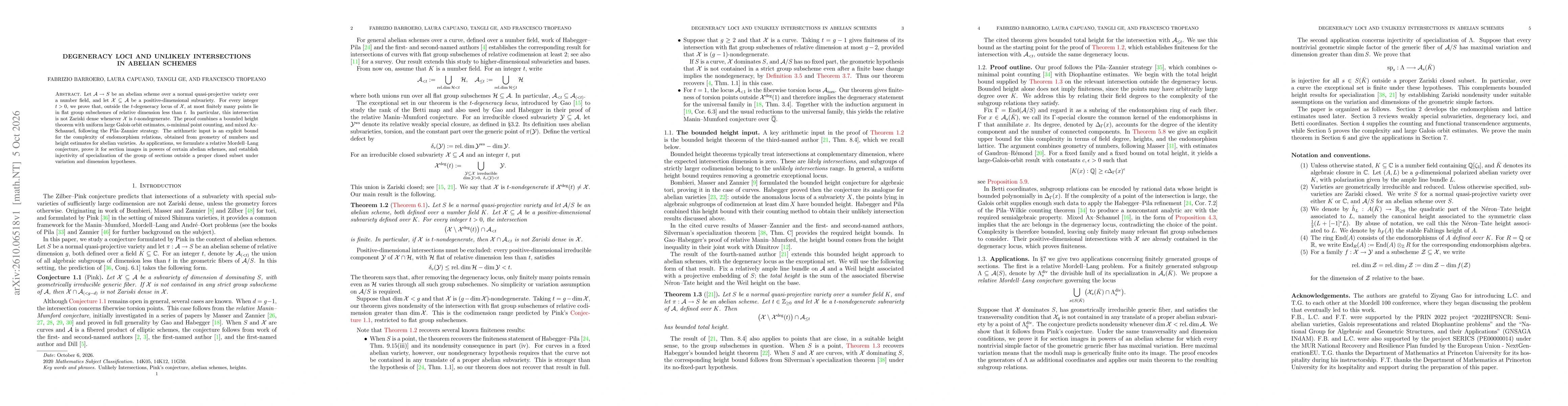 Thumbnail for Degeneracy loci and unlikely intersections in abelian schemes