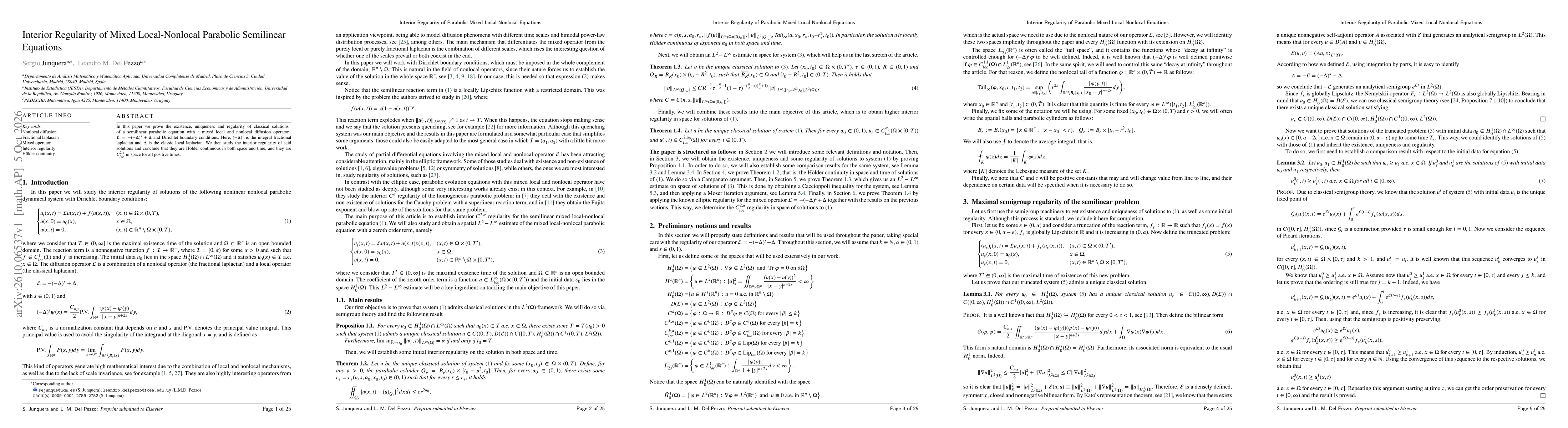 Thumbnail for Interior Regularity of Mixed Local-Nonlocal Parabolic Semilinear Equations
