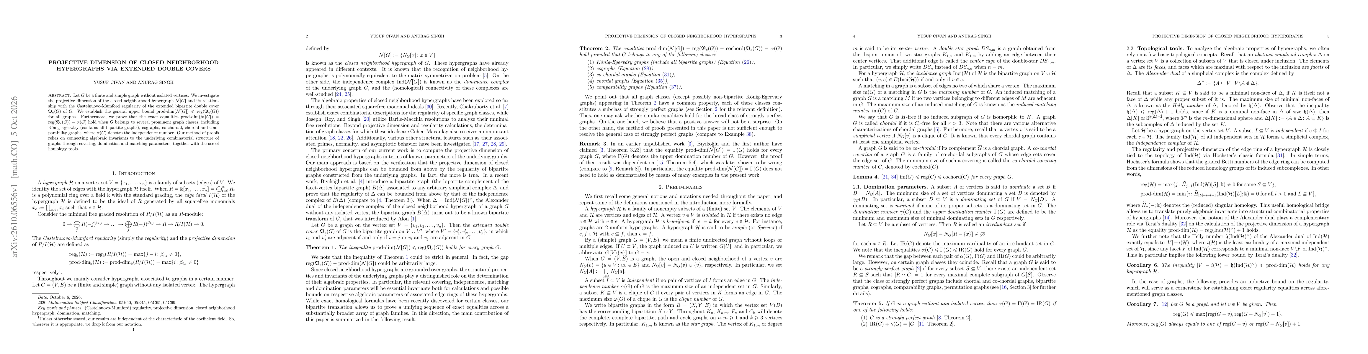 Thumbnail for Projective dimension of closed neighborhood hypergraphs via extended double covers