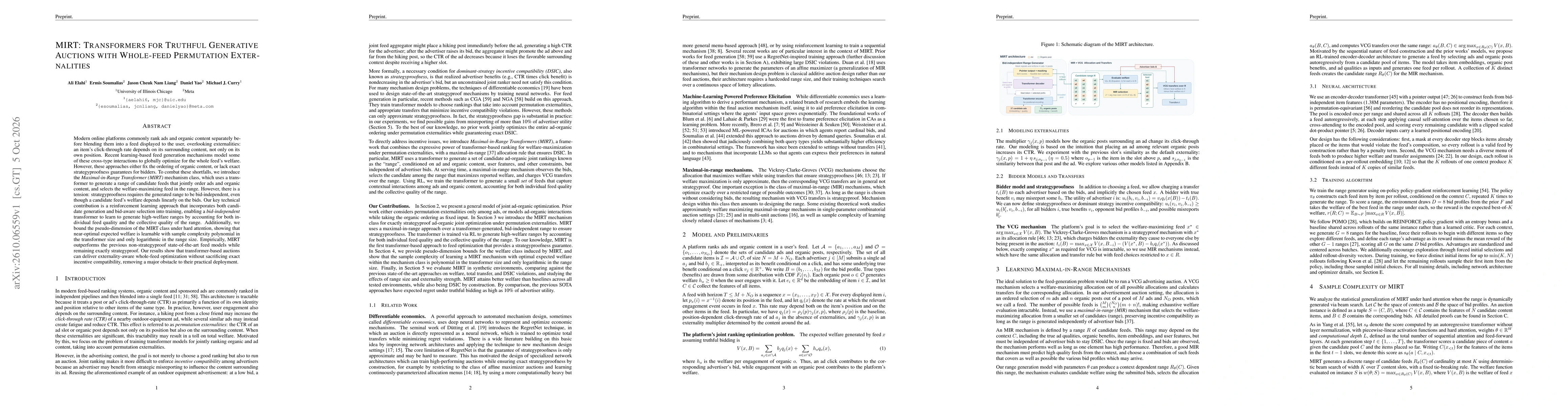 Thumbnail for MIRT: Transformers for Truthful Generative Auctions with Whole-feed Permutation Externalities
