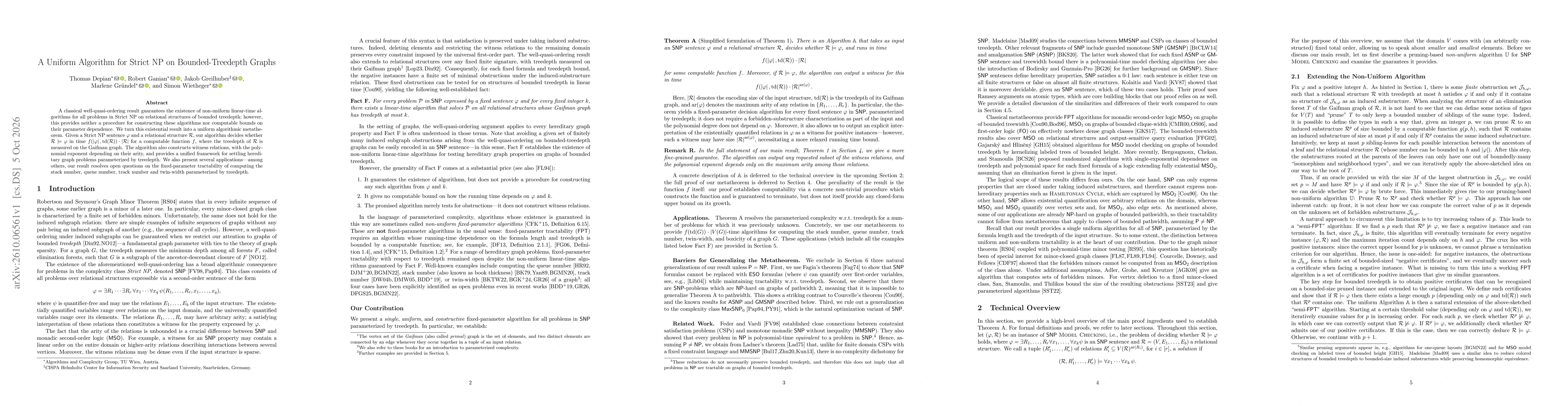 Thumbnail for A Uniform Algorithm for Strict NP on Bounded-Treedepth Graphs