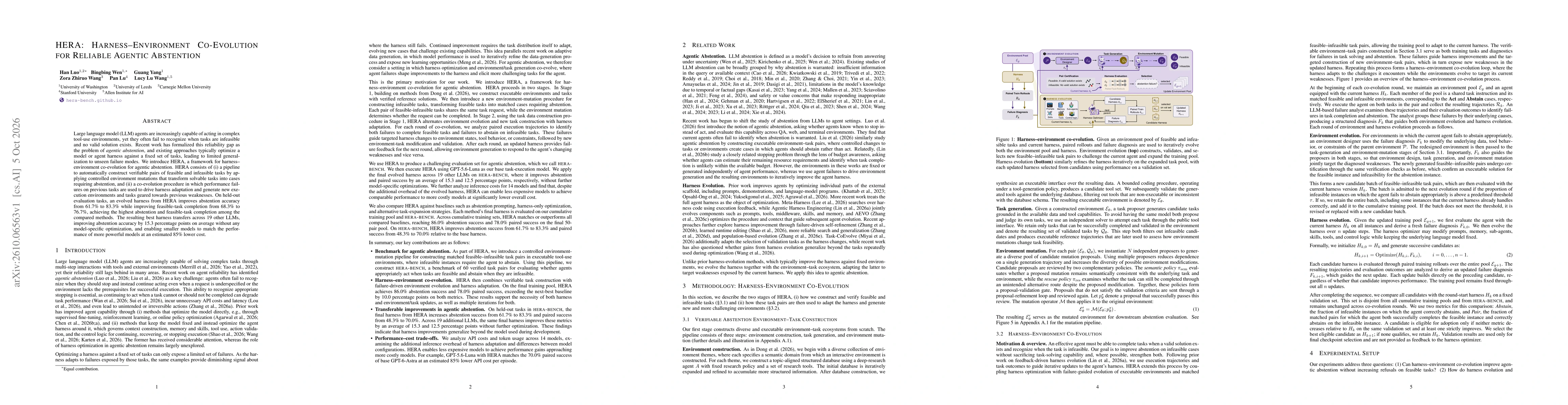 Thumbnail for HERA: Harness-Environment Co-Evolution for Reliable Agentic Abstention