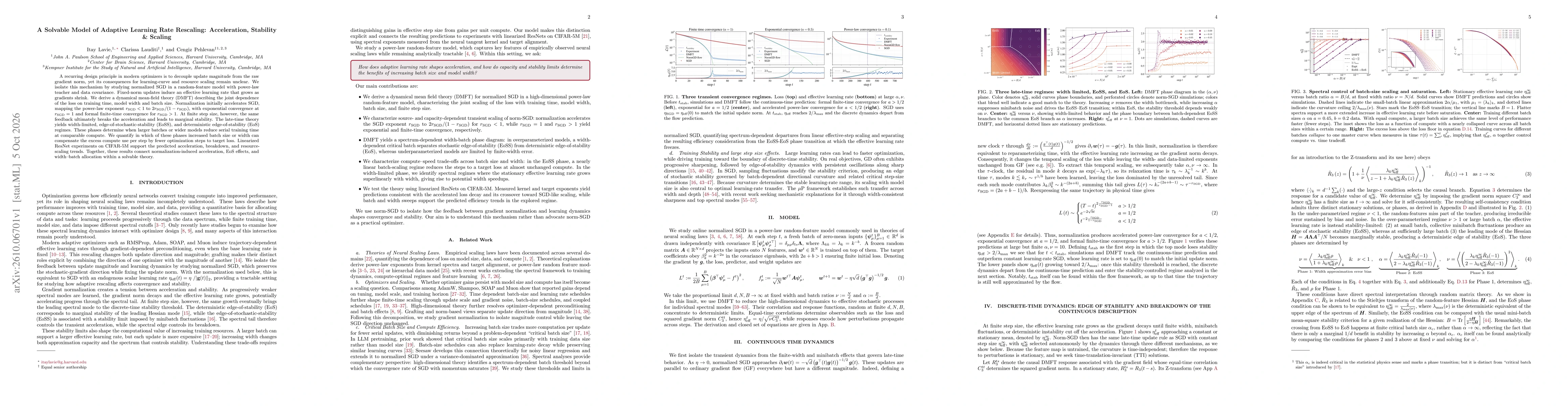 Thumbnail for A Solvable Model of Adaptive Learning Rate Rescaling: Acceleration, Stability & Scaling