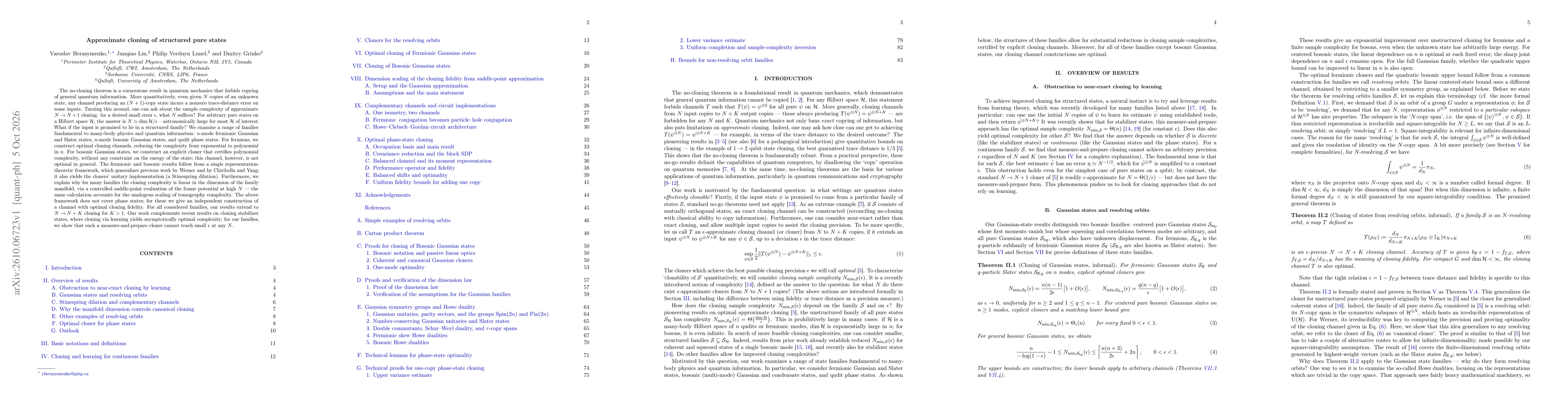 Thumbnail for Approximate cloning of structured pure states