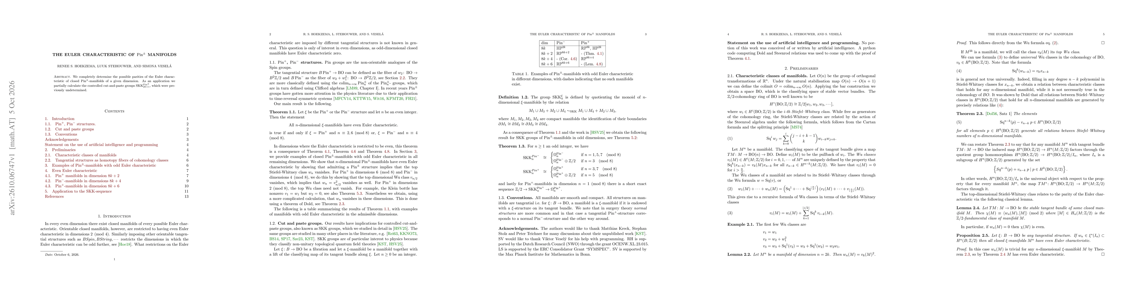 Thumbnail for The Euler characteristic of $Pin^{\pm}$ manifolds