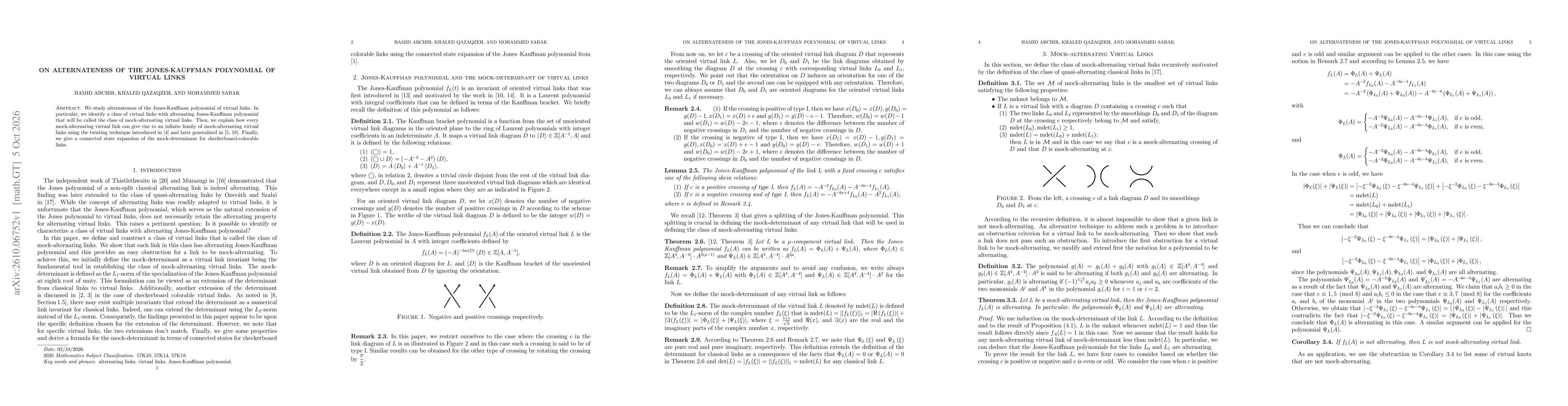 Thumbnail for On Alternateness of the Jones-Kauffman Polynomial of Virtual Links