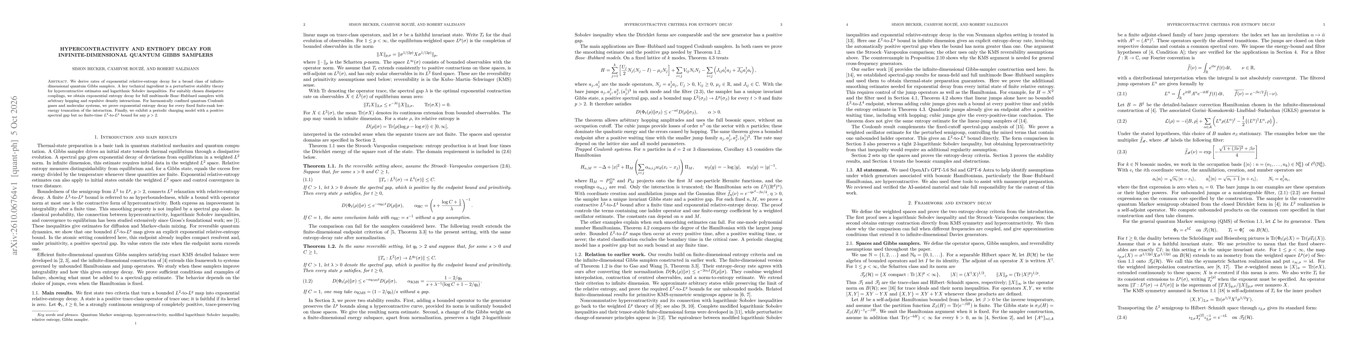 Thumbnail for Hypercontractivity and entropy decay for infinite-dimensional quantum Gibbs samplers