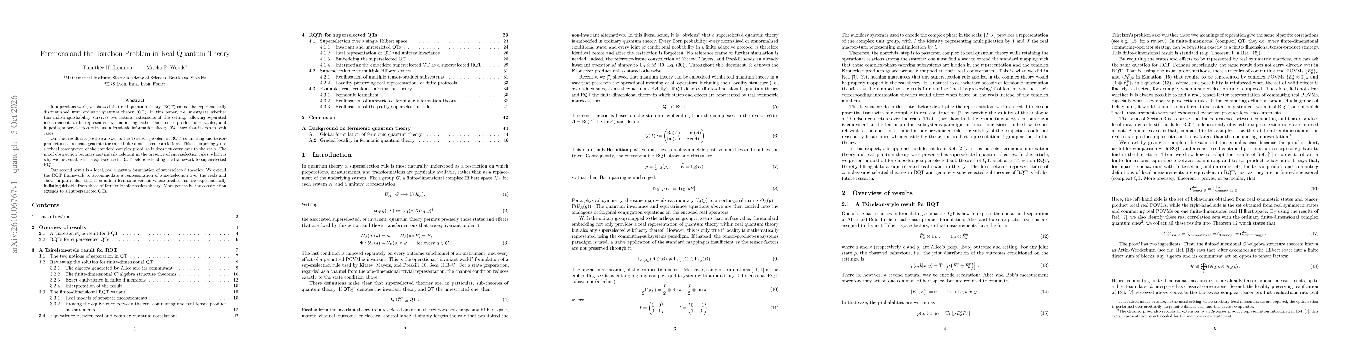Thumbnail for Fermions and the Tsirelson Problem in Real Quantum Theory