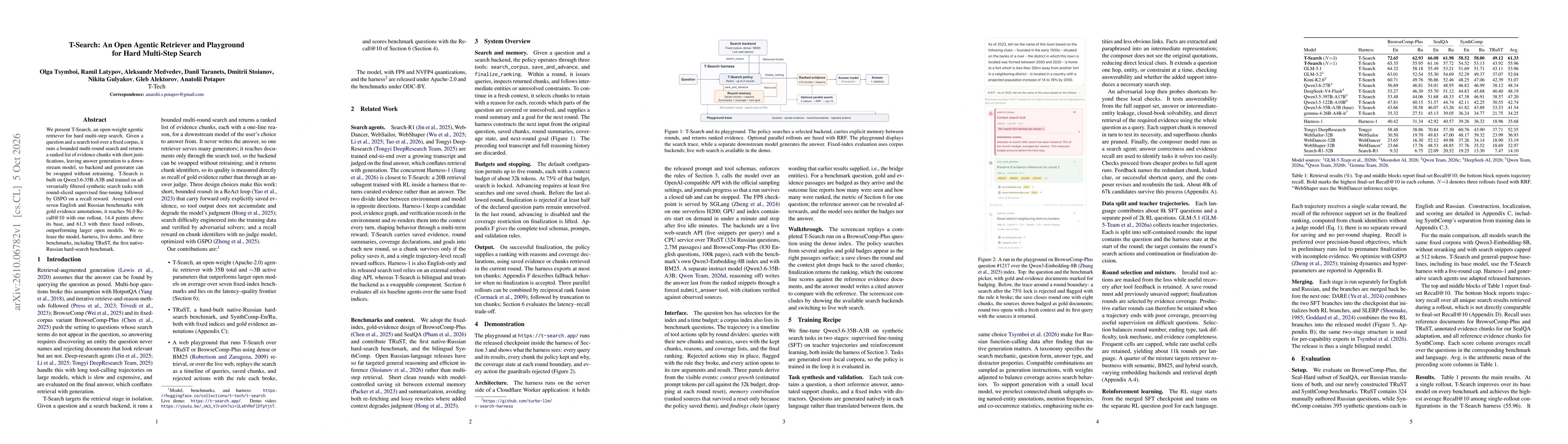 Thumbnail for T-Search: An Open Agentic Retriever and Playground for Hard Multi-Step Search